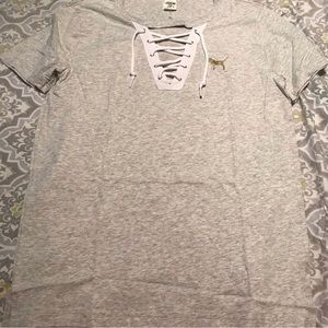 Victoria’s Secret PINK lace up campus tee